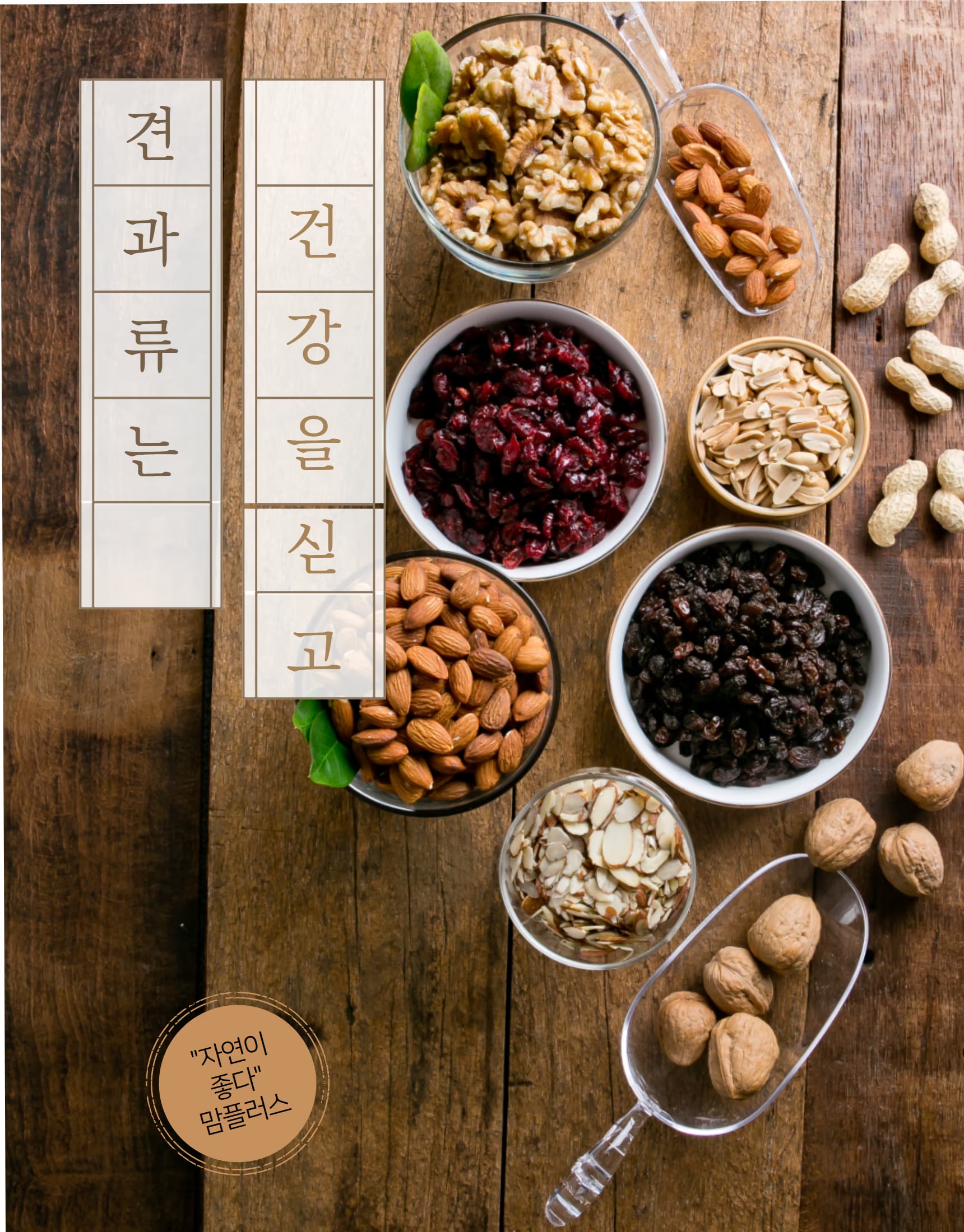 크렌베리·건포도 혼합 견과 대표 컷 - 색 대비 중심 구성